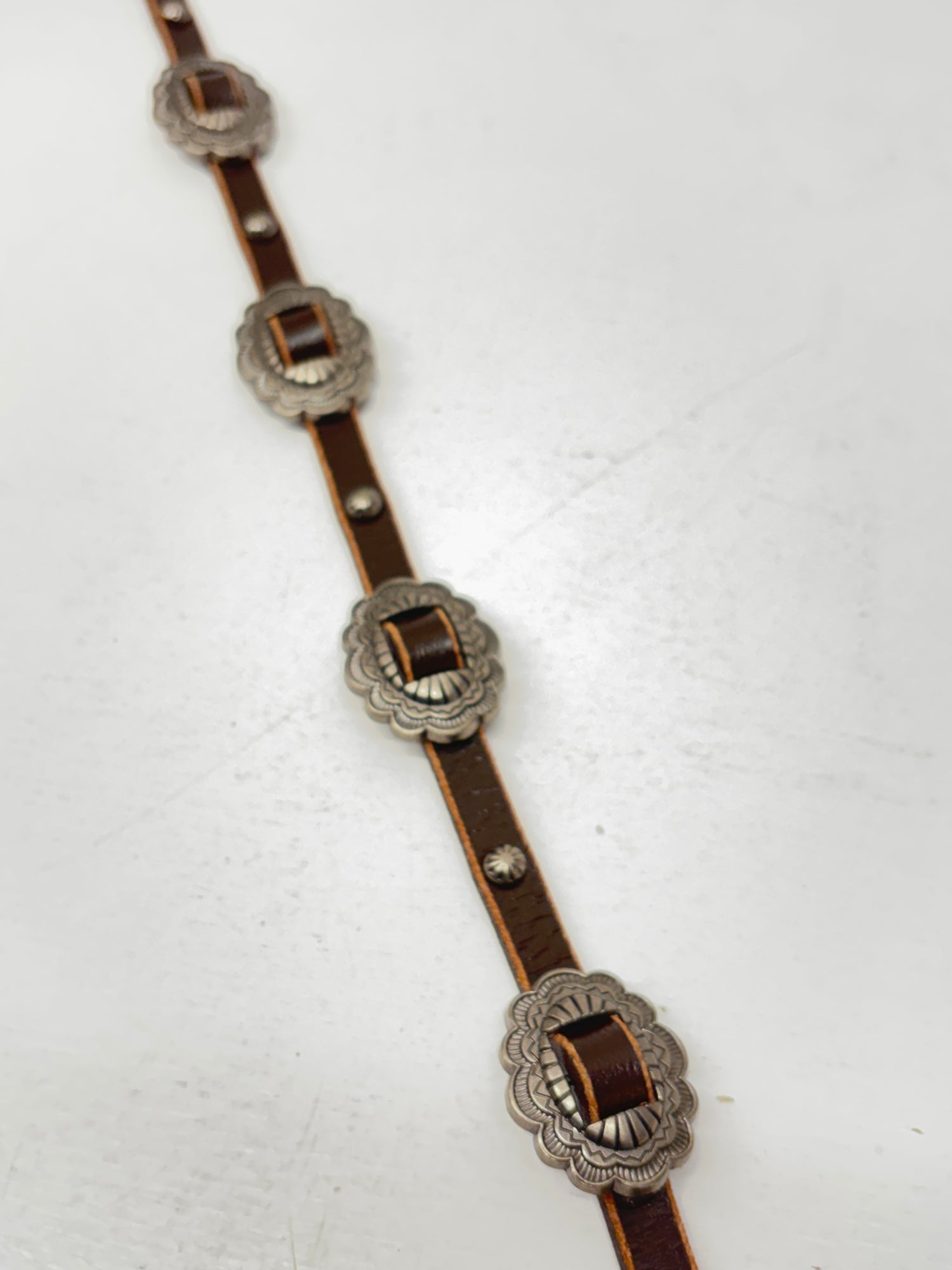 Scalloped Conchos Nail Head Brown Hat Band