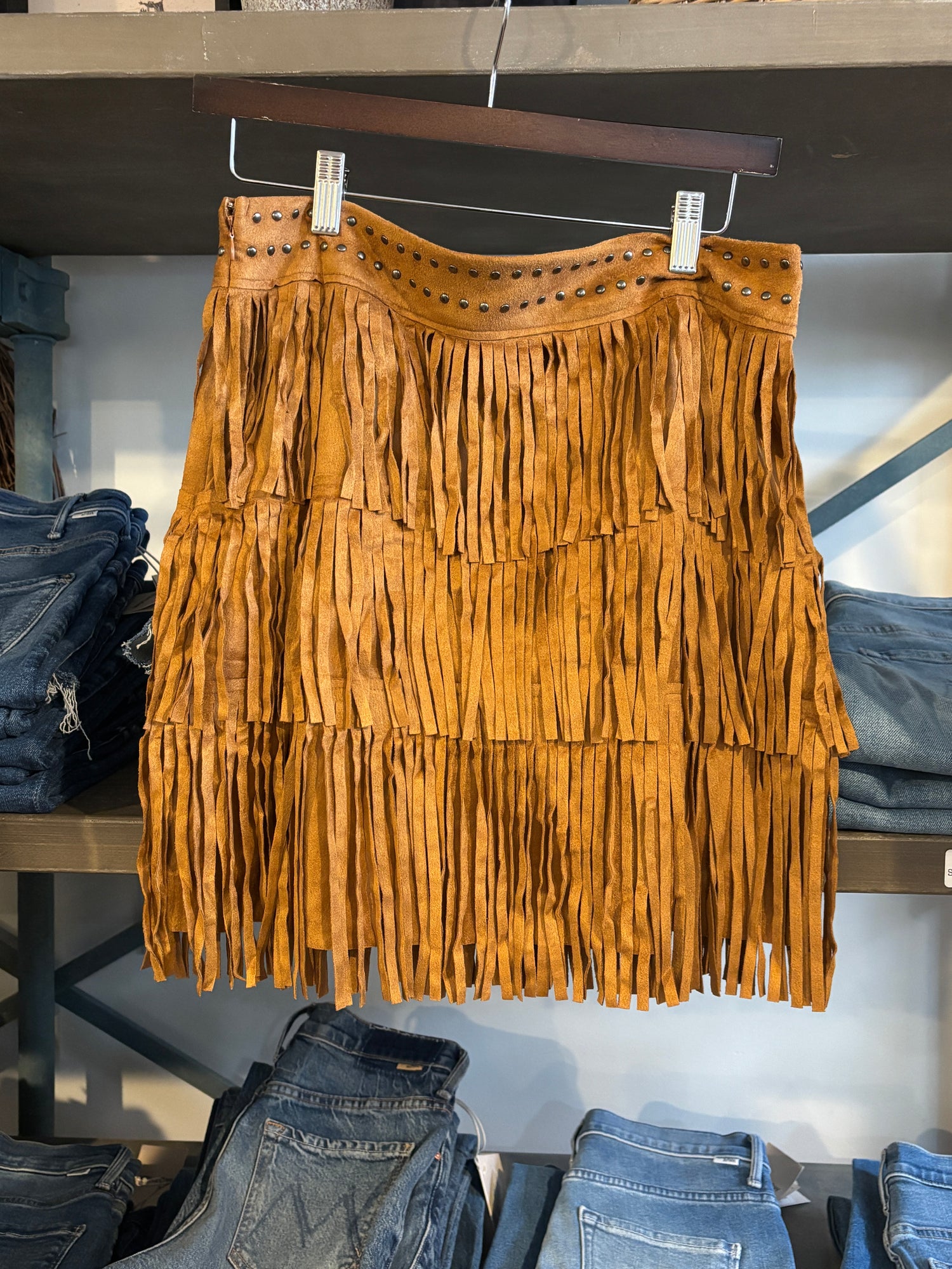 Sadie Suede Fringe Skirt womens mini skirt midi camel brown fringe skirt western fashion style Boltranchstore.com free shipping