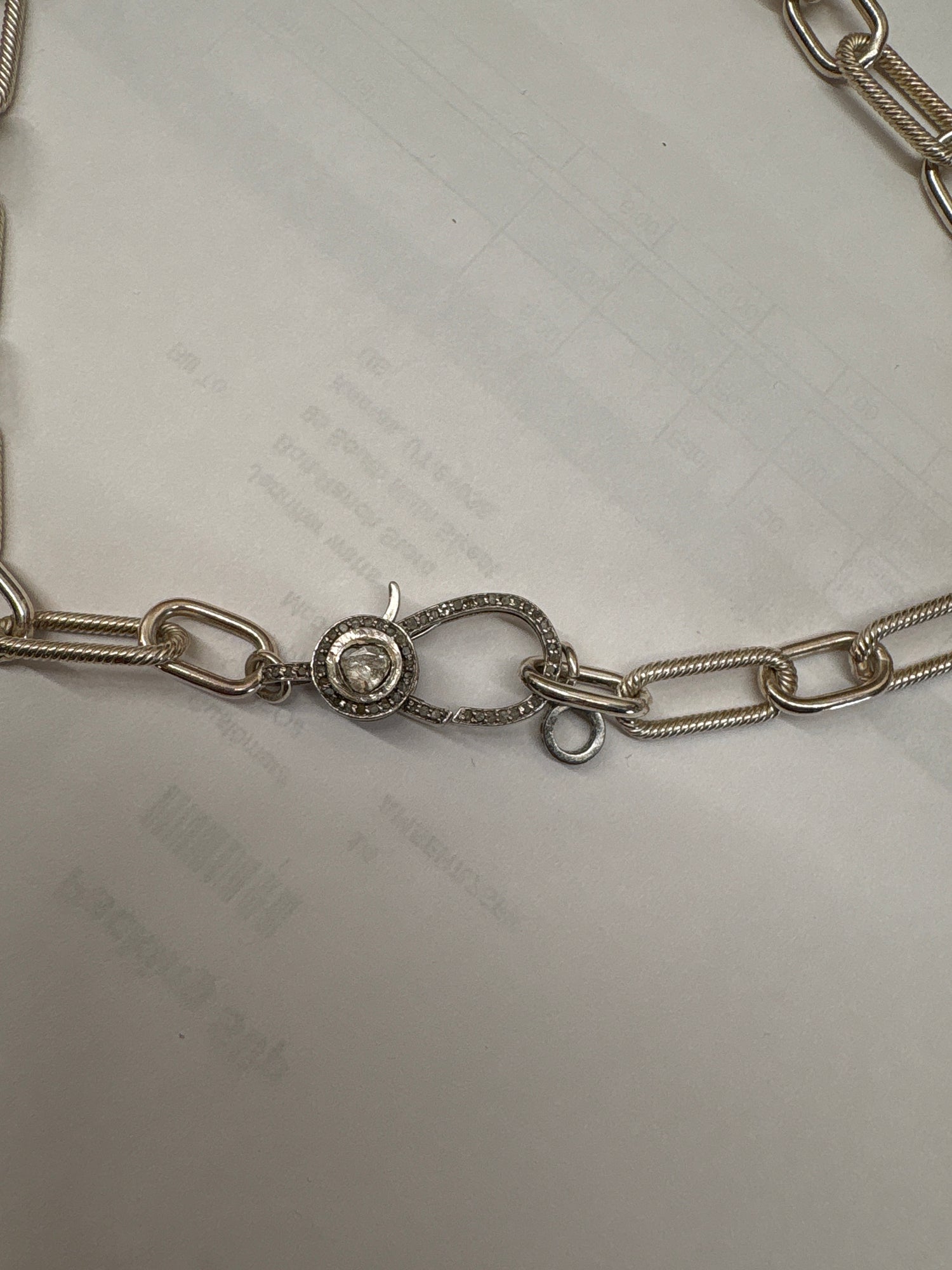 Makhala Paperclip Sterling Silver Diamond Cut Large Closure