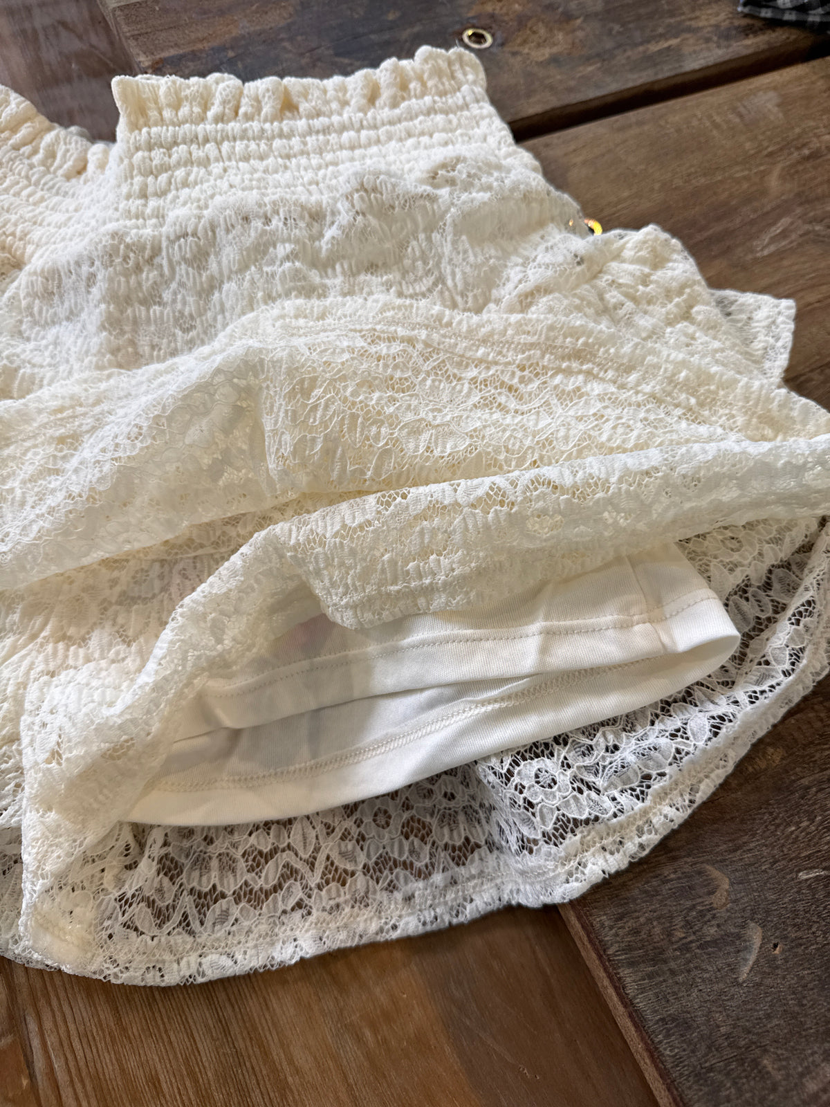 Kitty Girls Lace Smocked Waist Shorts