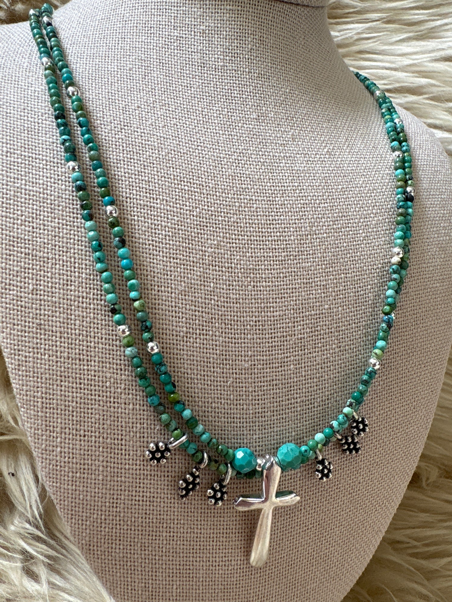 Paige Wallace Cross and Flower Necklace