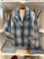 Stetson Womens Wool Plaid Blazer 11-096-0539-9362 blue and cream wool blazer at Bolt Ranch Store