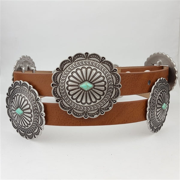 Western Concho Belt with Stones