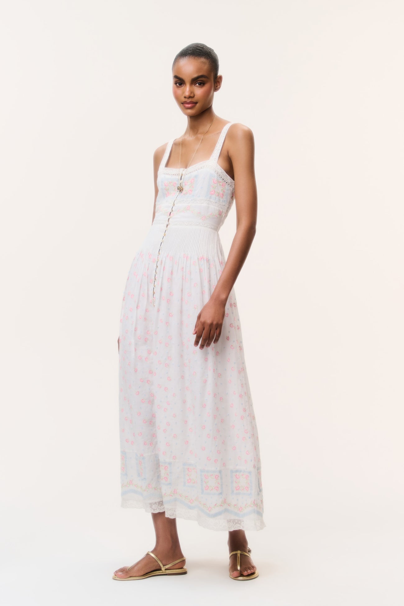 LoveShackFancy Cerys Embroidered Cotton Maxi Dress