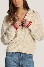 Dylan Womens Charlotte Cable Sweater cream red trim at Boltranchstore.com free shipping fall 2025