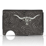 Montana silversmiths Gunmetal Credit Card Cash Case with Longhorn CRCARD3 free shipping at Boltranchstore.com