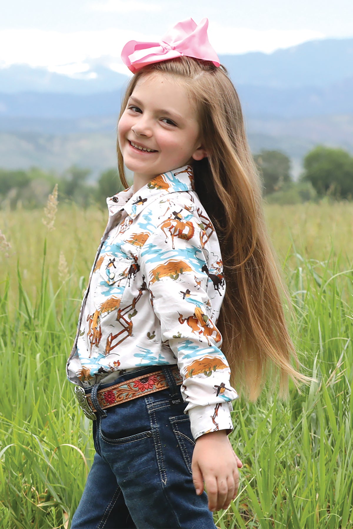 Cinch Girls Western Print Long Sleeve Shirt