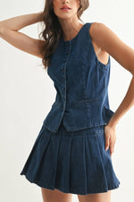 Cami Tailored Denim Vest womens top sleeveless denim free shipping Bolt Ranch Store