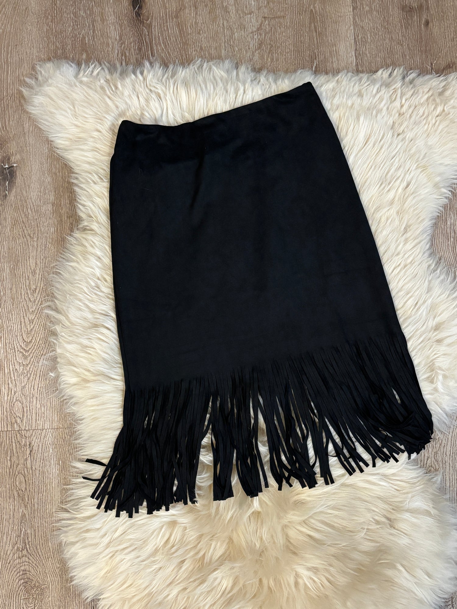 Caroline Fringe Hem Suede Skirt WOMENS black fringe skirt short midi Boltranchstore.com free shipping western fashion country music concert