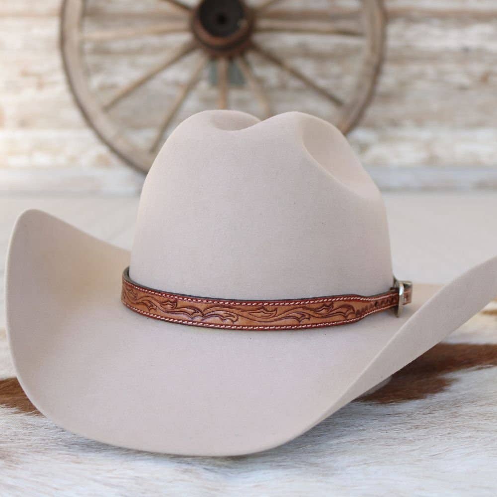 Carved Leather Hat Band in Dakota find at boltranchstore.com western accessories free shipping