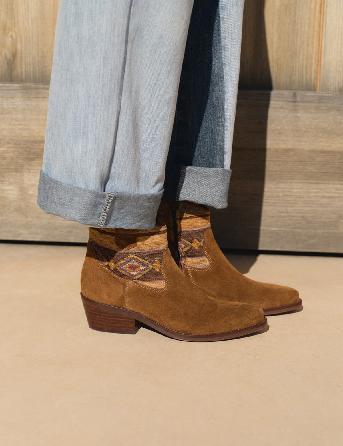 Penelope Chilvers Cassidy Killim Boot cowgirl ankle boot for ranch wear around Kamas