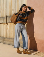 Penelope Chilvers Cassidy Killim Boot styled with a knit jumper and Paloma bag