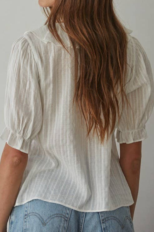 Charlotte Button Down V-Neck Short Sleeve Top back