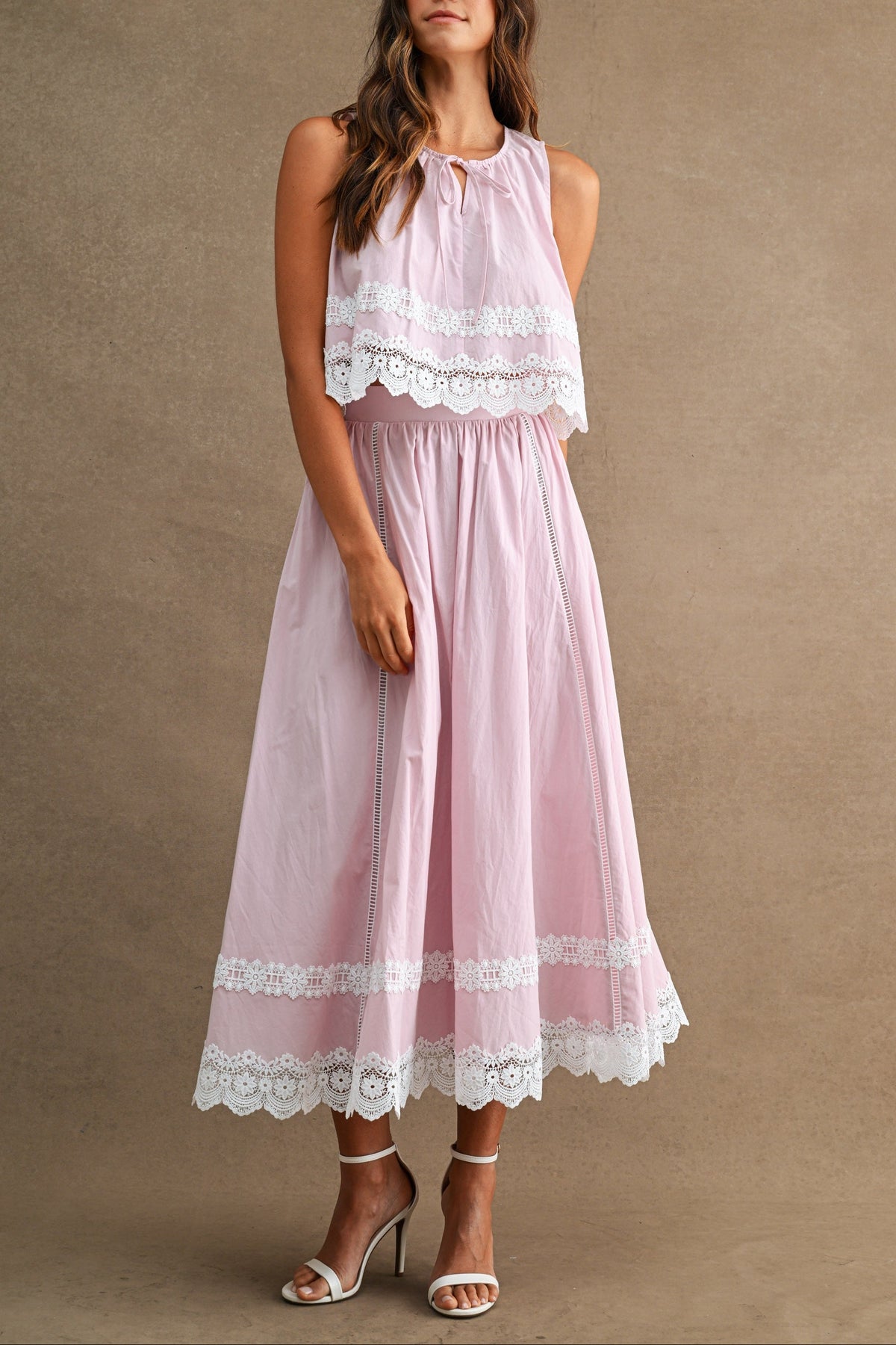 Charlotte Lace Skirt and Top Set  pink or blue pretty lace skirt western style Boltranchstore.com Free Shipping