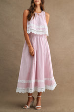 Charlotte Lace Skirt and Top Set  pink or blue pretty lace skirt western style Boltranchstore.com Free Shipping