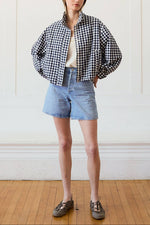 Chloe Gingham Zip Jacket WOMENS cropped jacket navy blue gingham Boltranchstore.com Free Shipping Raisonnel EC12257 RJ1136