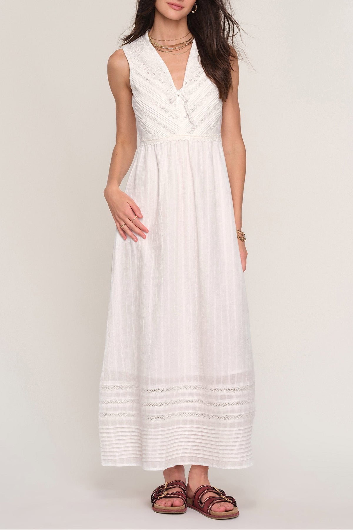 white tank dress Jolie dress Heartloom lace detailing bow striped boltranchstore.com