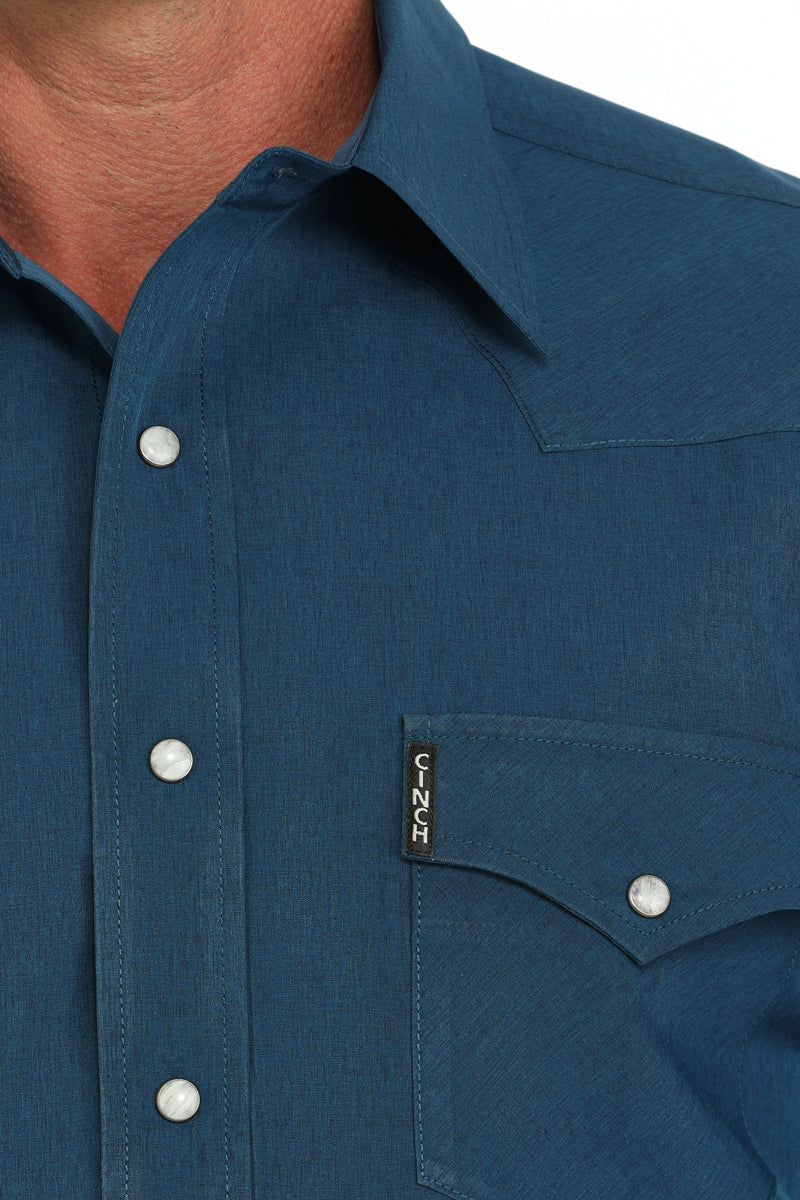 Cinch Mens LS Blue Modern Shirt detail