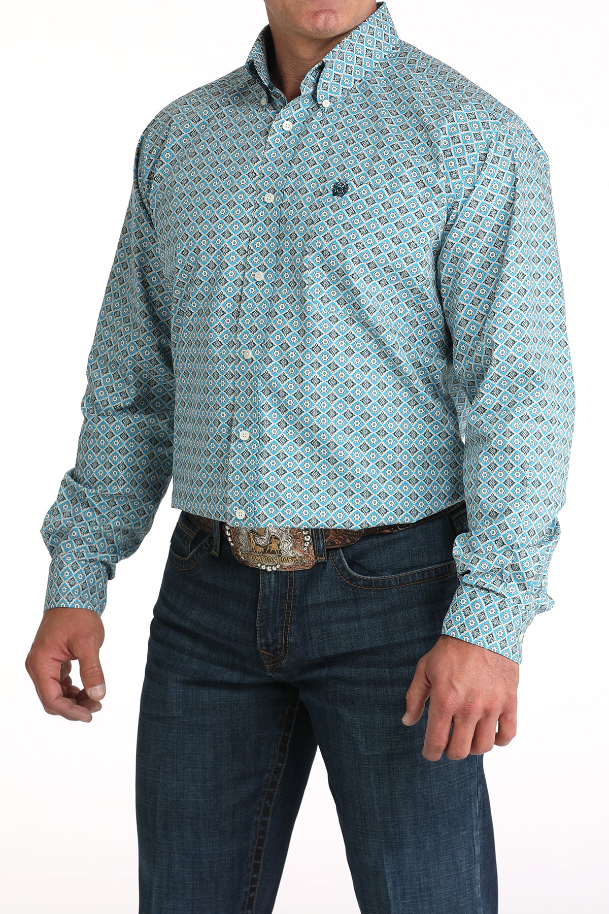 Cinch Mens Long Sleeve Print in Blue Western Shirt Buy at Boltranchstore.com