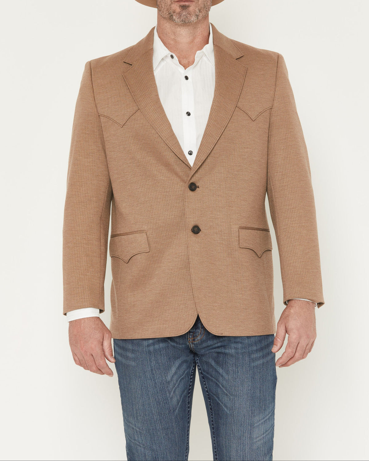 Circle S Mens Plano Sportcoat Americano Brown tan stretch western sport coat with western yokes mens western boutique Utah SKU CC1002200