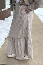 Claire Gingham Skirt skide view with pockets summer spring taupe gingham tan check plaid free shipping at Bolt Ranch Store