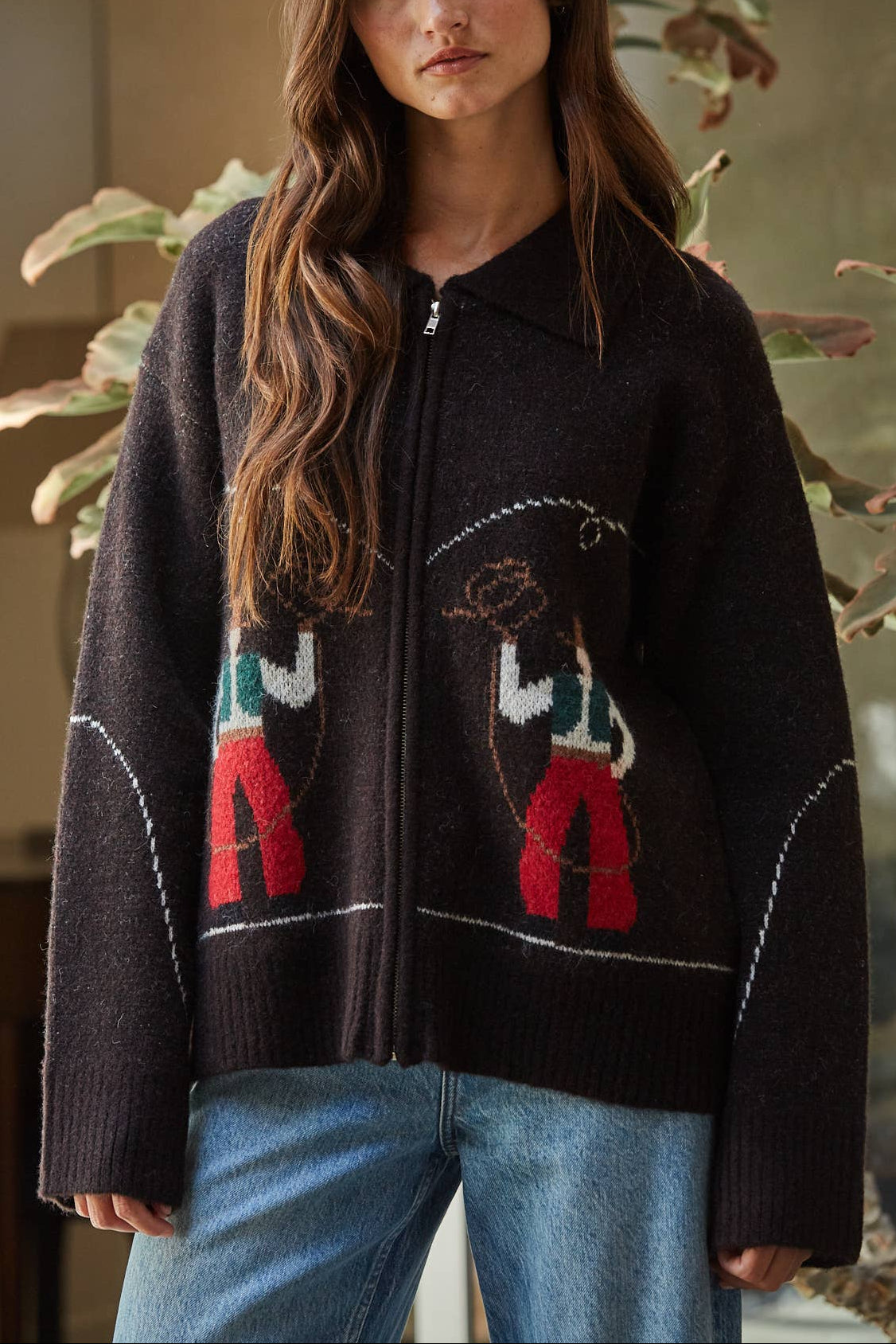 Collette Cowboy Knit Sweater womens the great zip up cardigan knockoff dupe Boltranchstore.com Free Shipping