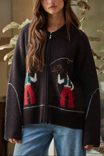 Collette Cowboy Knit Sweater womens the great zip up cardigan knockoff dupe Boltranchstore.com Free Shipping