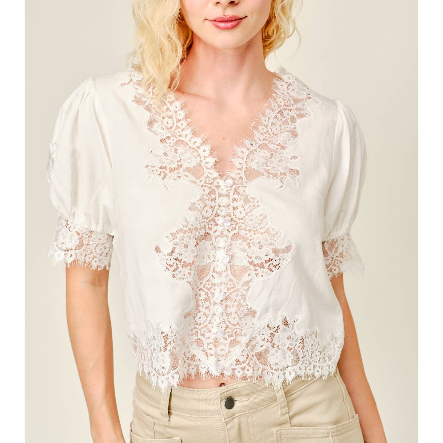 Cordelia Lace Trim Blouse 91919Tbolt ranch store elegant lace