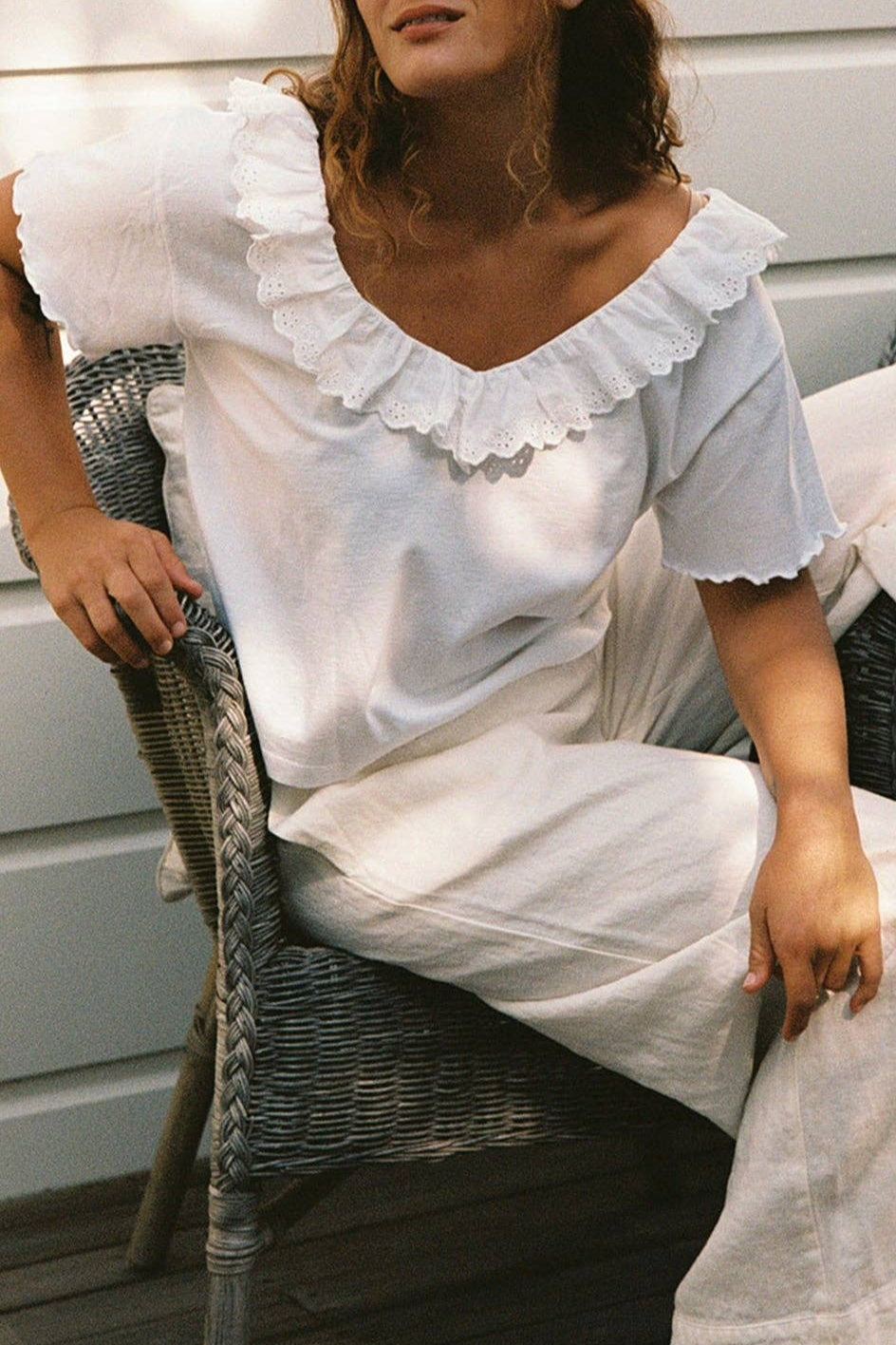 Cottage Tee womens short sleeve white top with lace collar free shipping Boltranchstore.com doen anthropologie 