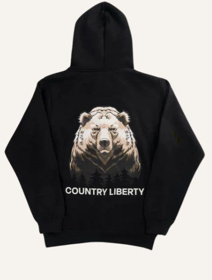 Country Liberty Black Bear Hoodie