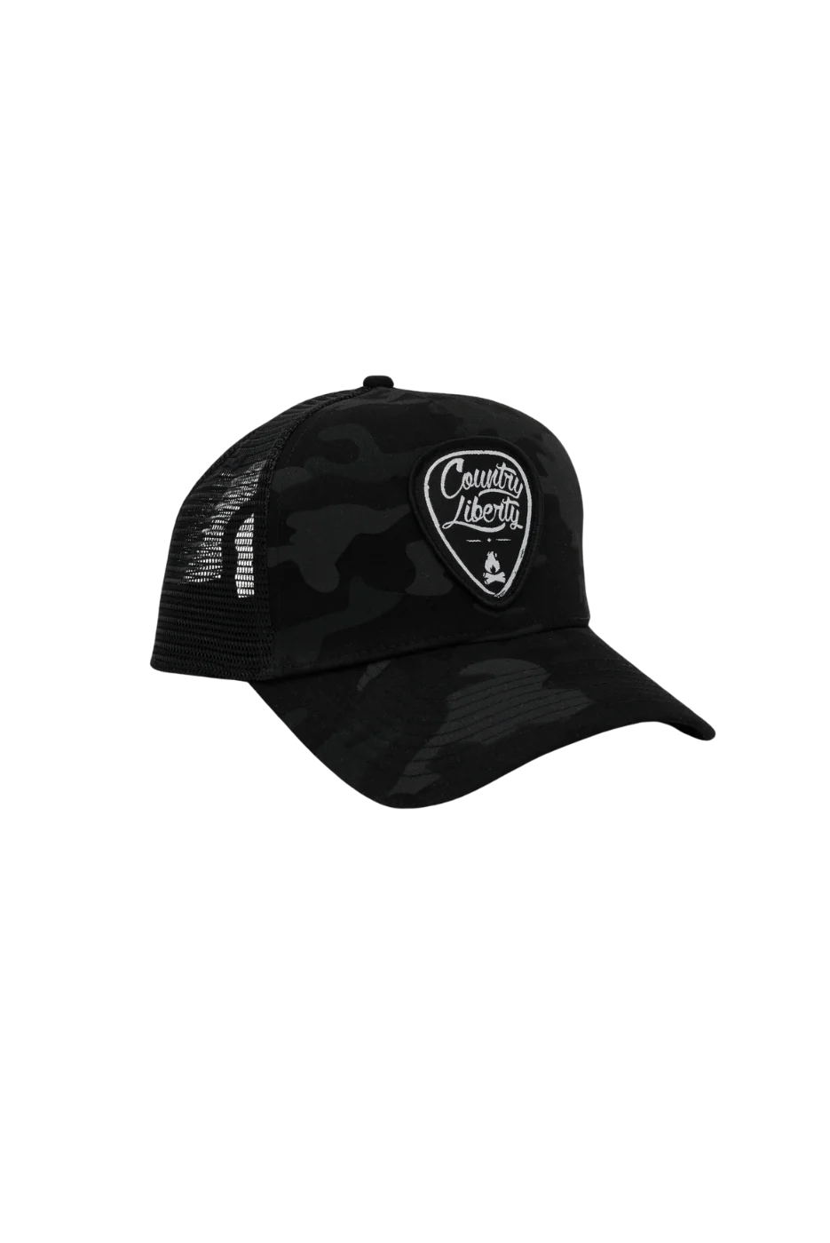 Country Liberty Black Camo Meshback Hat