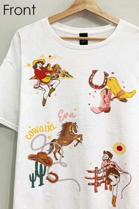 Cowgirl Era Front and Back Tee womens oversize western cowgirl top free shipping BoltRanchStore.com