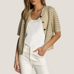 Crochet Button Up Cardi - Oatmeal western boutiques