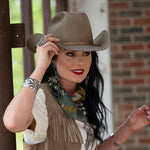 Fringe Cross Me Bandana Sage Shorty 26 inch square size rodeo