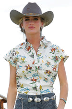 Cruel Girl Womens Cowboy Print Shirt western wear