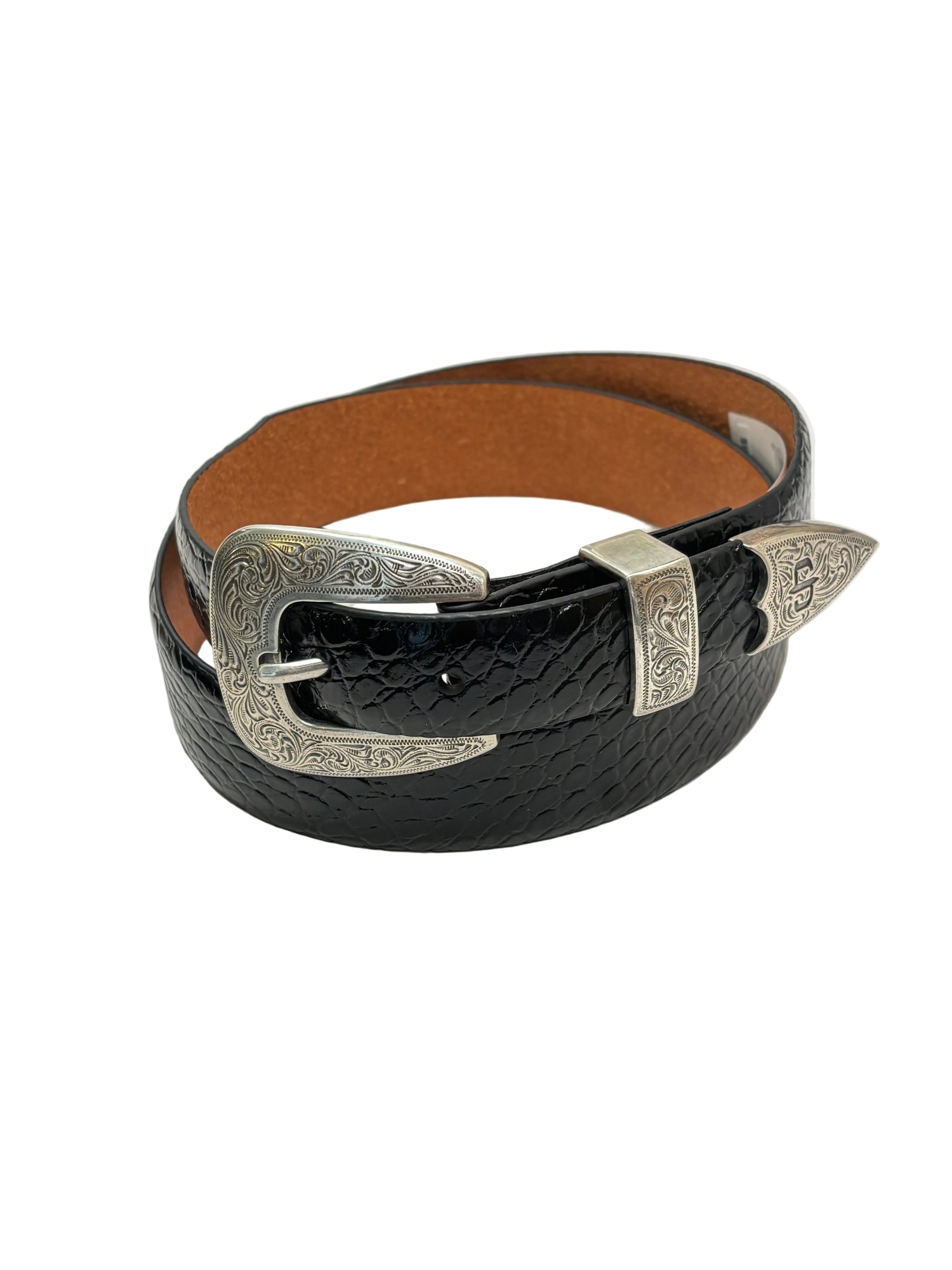 Stetson Croco Print Tapered Belt Black Belt free shipping at boltranchstore.com 9409790