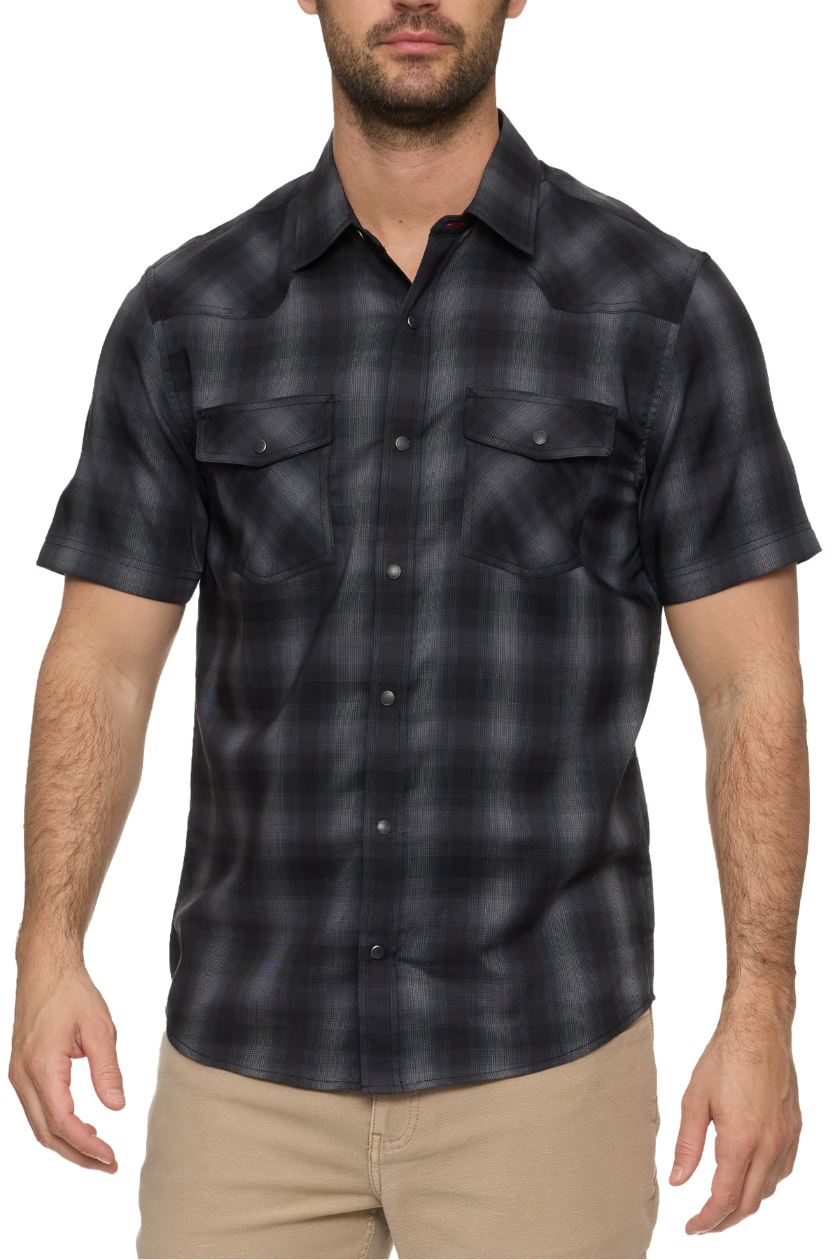 Desert Son UPF Performance Western Shirt mens plaid shirt black Boltranchstore.com Free Shipping DS-SM25WS2623