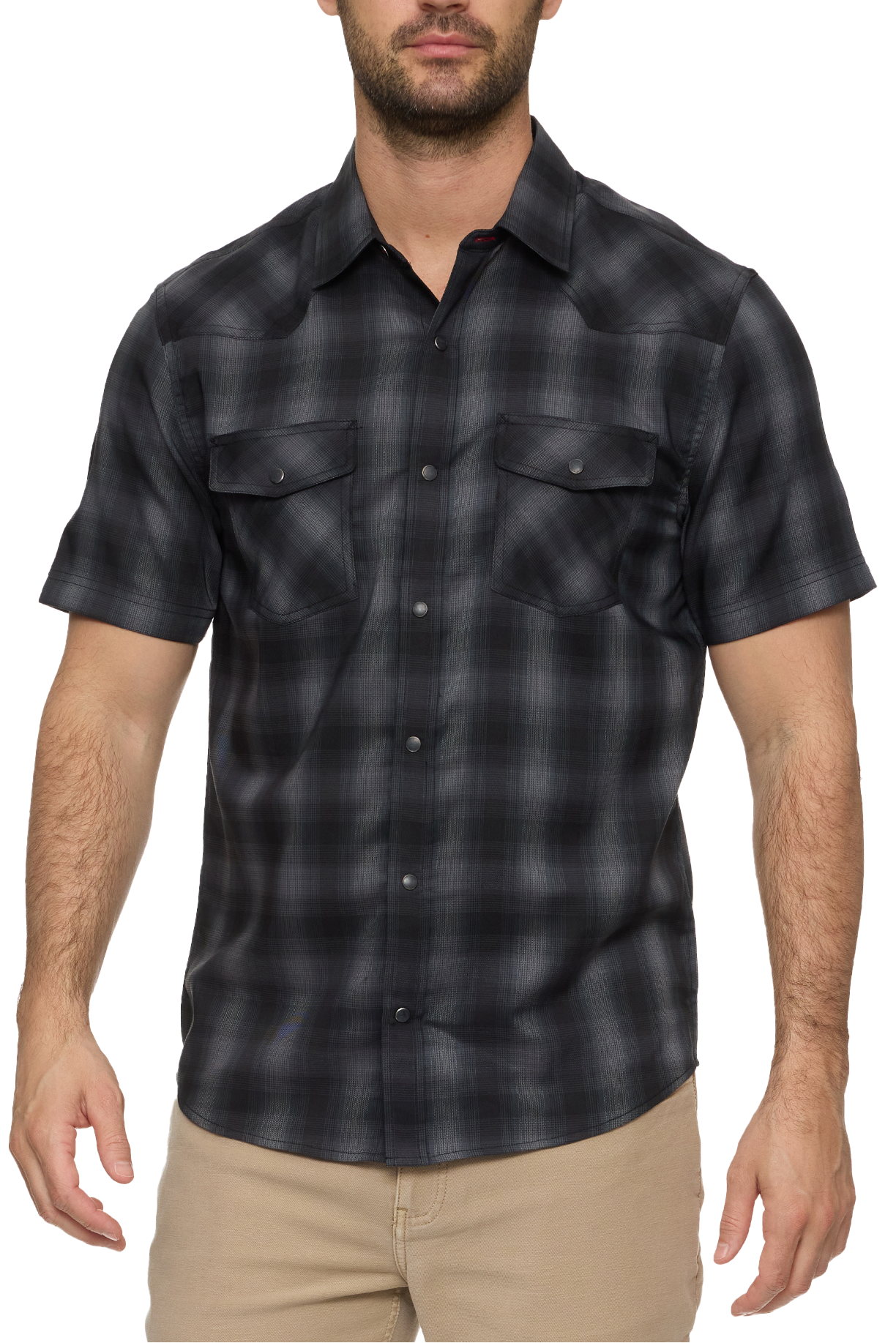 Desert Son UPF Performance Western Shirt mens plaid shirt black Boltranchstore.com Free Shipping DS-SM25WS2623