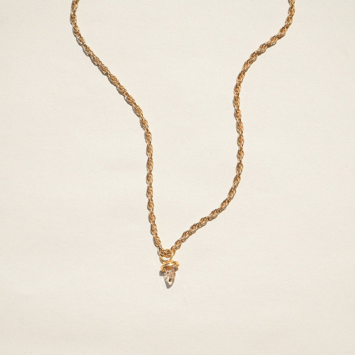 Twisted Silver Topaz Rope Necklace polished brass rope chain with raw topaz gemstone drop western clothing womens western boutique Utah SKU N TOPAZ ROPE Boltranchstore.com