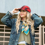 Fringe Scarves Gallo Del Cielo Silk Scarf Tan paired with a felt cowboy hat for ranch wear western clothing Utah
