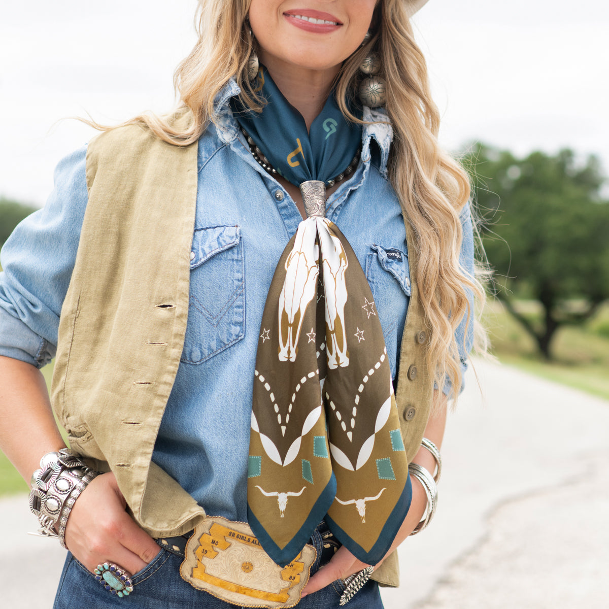 Fringe Hooked Silk Scarf
