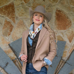 Fringe Big Pasture Silk Scarf square silk scarf that drapes soft and fluid cowgirl