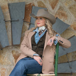 Fringe Big Pasture Silk Scarf goes with a felt or straw cowboy hat cowboy