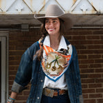Fringe Cowboy Country Silk Scarf made to tie as a classic wild rag at the neck western fashion