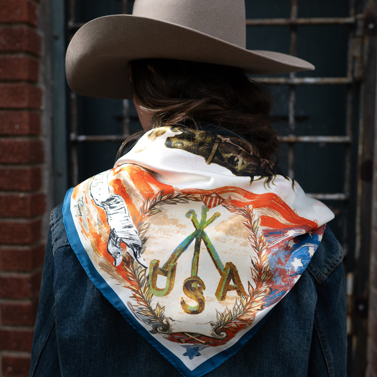 Fringe Cowboy Country Silk Scarf square silk scarf that drapes soft and fluid cowgirl