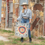 Fringe Sun StarQuilt Off White folds into a triangle and ties cowboy style cowboy