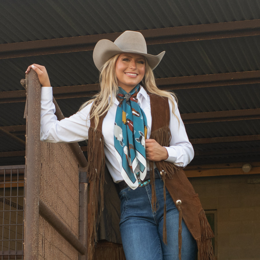 Fringe Markings Silk Scarf