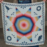 Fringe Sun StarQuilt Off White off white star quilt sunburst with navy and pastel highlights womens western boutique Utah SKU BANDSSQUOWHT0387