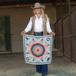 Fringe Sun StarQuilt Off White soft lightweight bandana with a sheer hand cowgirl
