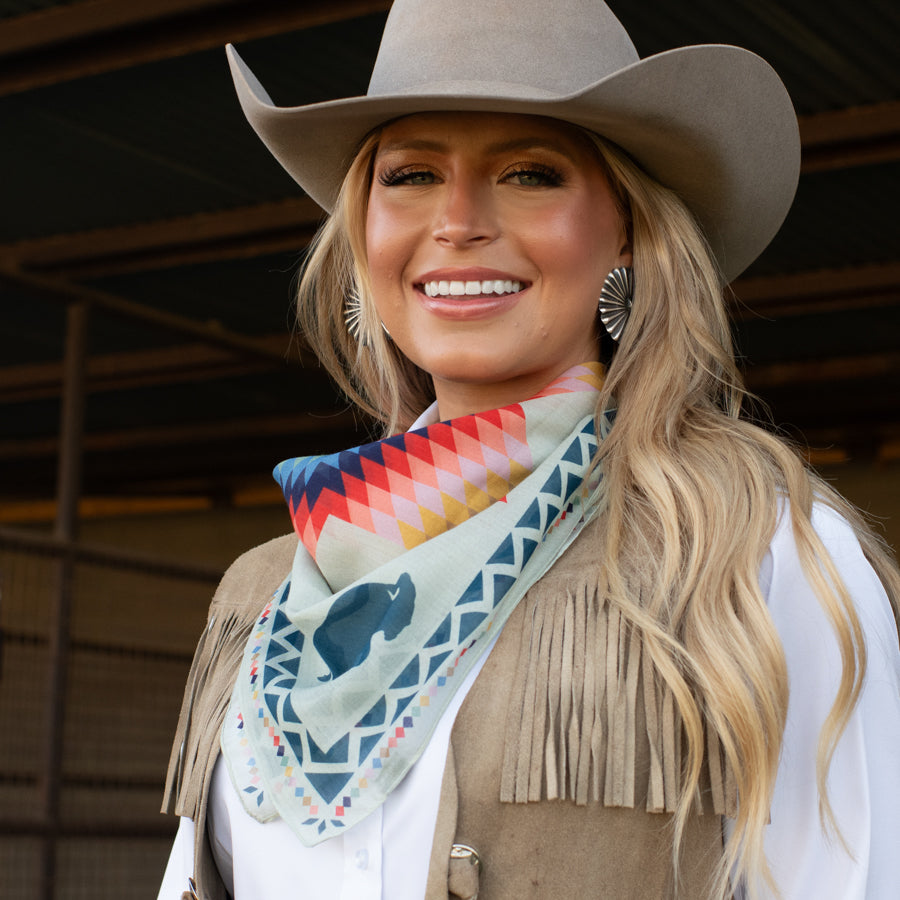 Fringe Sun StarQuilt Off White one inch Fringe logo on the center edge ranch wear